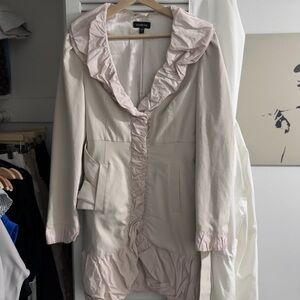 Vintage Bebe Ruffle-Trimmed Trench Coat – Blush Lined, Feminine Fit